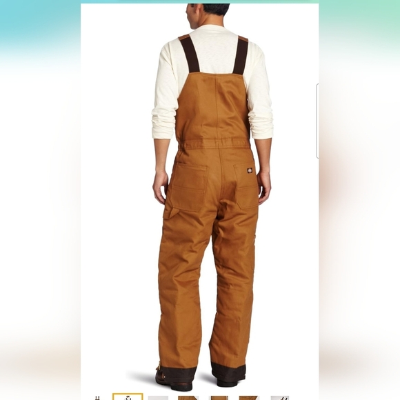 Dickies Men's Brown Duck Insulated Bib Overalls Size Large - Tall - Picture 2 of 12